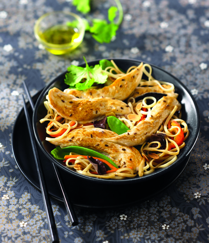 Nouilles chinoises soja et poulet (au wok) facile : Recette de